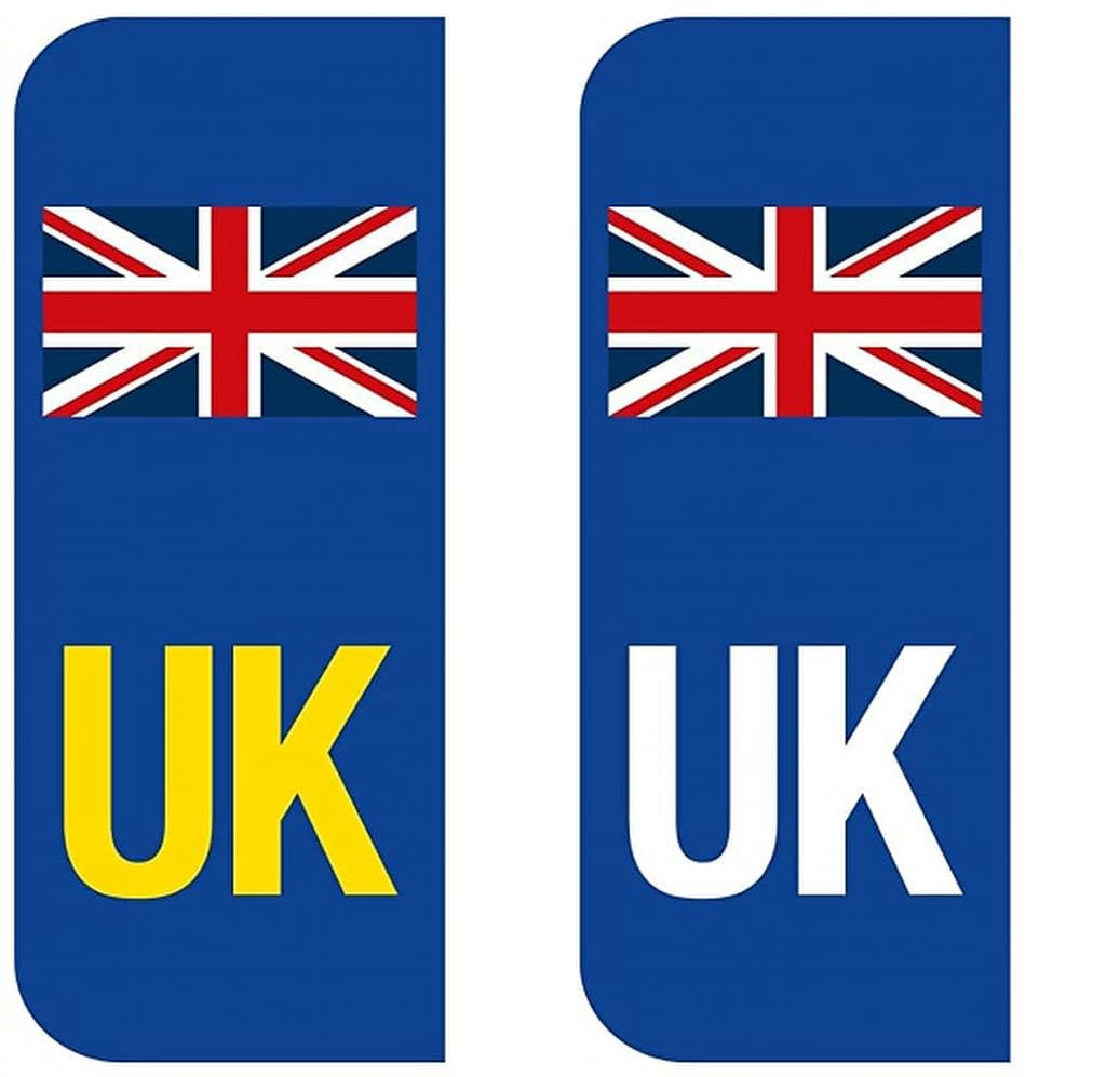 2 Pack UK Number Plate Stickers – Self-Adhesive Vinyl Stickers for Car Travel – 