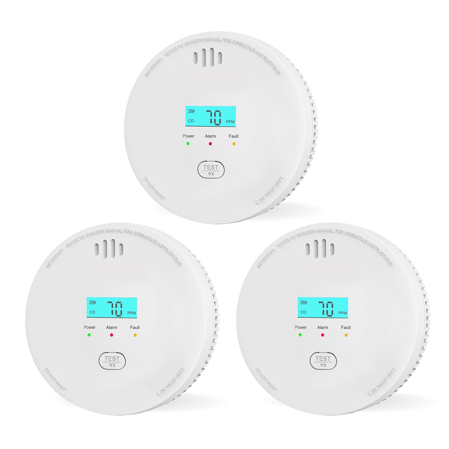 AOTSMKE Home Detector, Home Safety Siren Alarm 3 Pcs | 2-in-1, 10-Year Battery