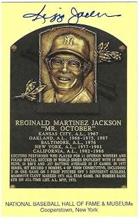 Autographed Reggie Jackson Hall of Fame Gold Plaque JSA