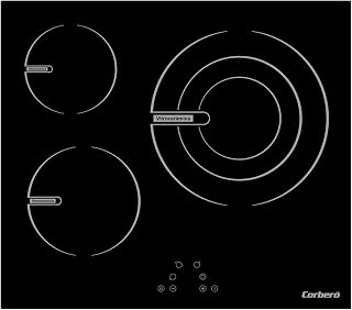 Corberó CCVG35BF Ceramic Hob | 60 cm | 3 Zones | Extra Large Area 28 cm | 5700W | Touch Control | 9 Power Levels | Child Safety Lock | Black