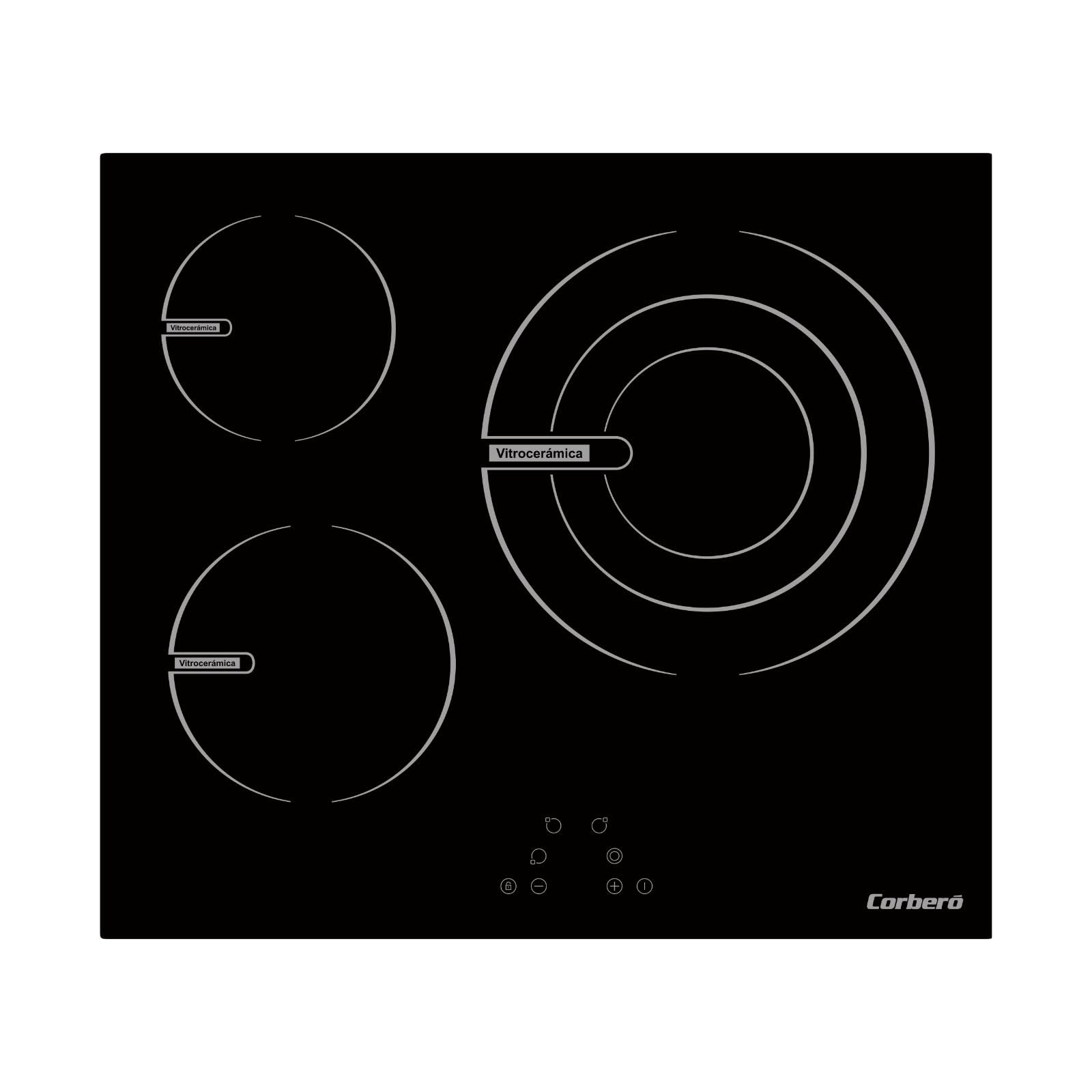 Corberó CCVG35BF Ceramic Hob | 60 cm | 3 Zones | Extra Large Area 28 cm | 5700W 