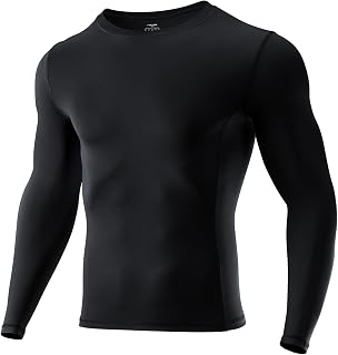 Niksa Paquete de 1/2 camisetas de compresión de manga larga para hombre, capa base de entrenamiento, atlético, gimnasio, camisetas de secado rápido para correr