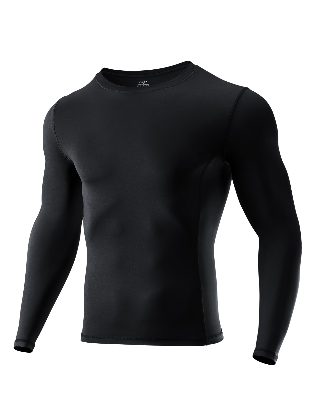 Niksa Paquete de 1/2 camisetas de compresión de manga larga para hombre, capa ba
