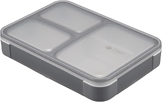 CB Japan Food Man Bento Box, Can Stand Upright, Slim, 600ml [Antibacterial] Gray, Leak-Resistant, W Sealing, 4-Point Lock for Secure Fixation DSK