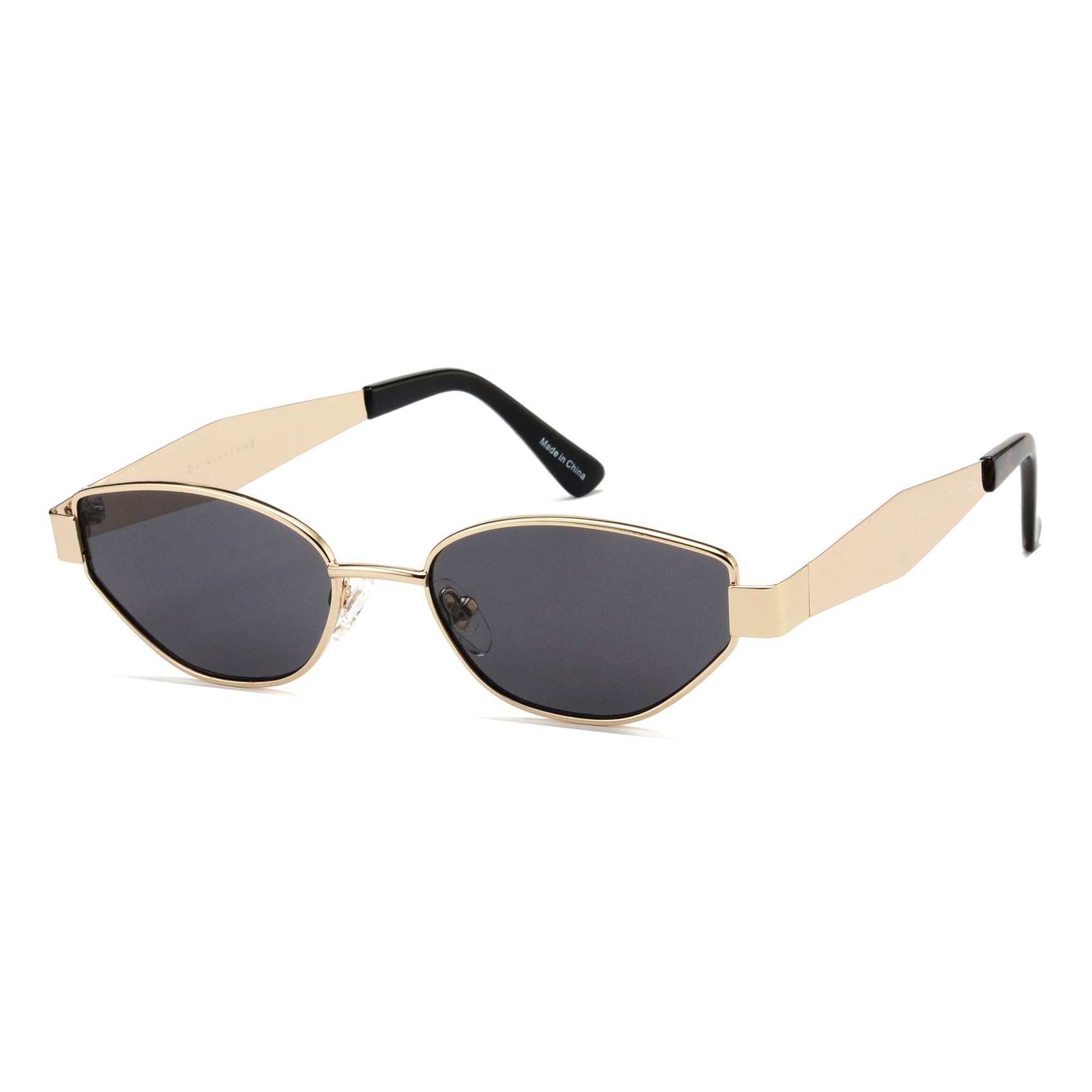 Retro Oval Cat Eye Sunglasses Womens Trendy Metal Shades CA2249