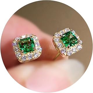 Deslumbrantes aretes cuadrados de circonita cúbica para mujer, joyería geométrica