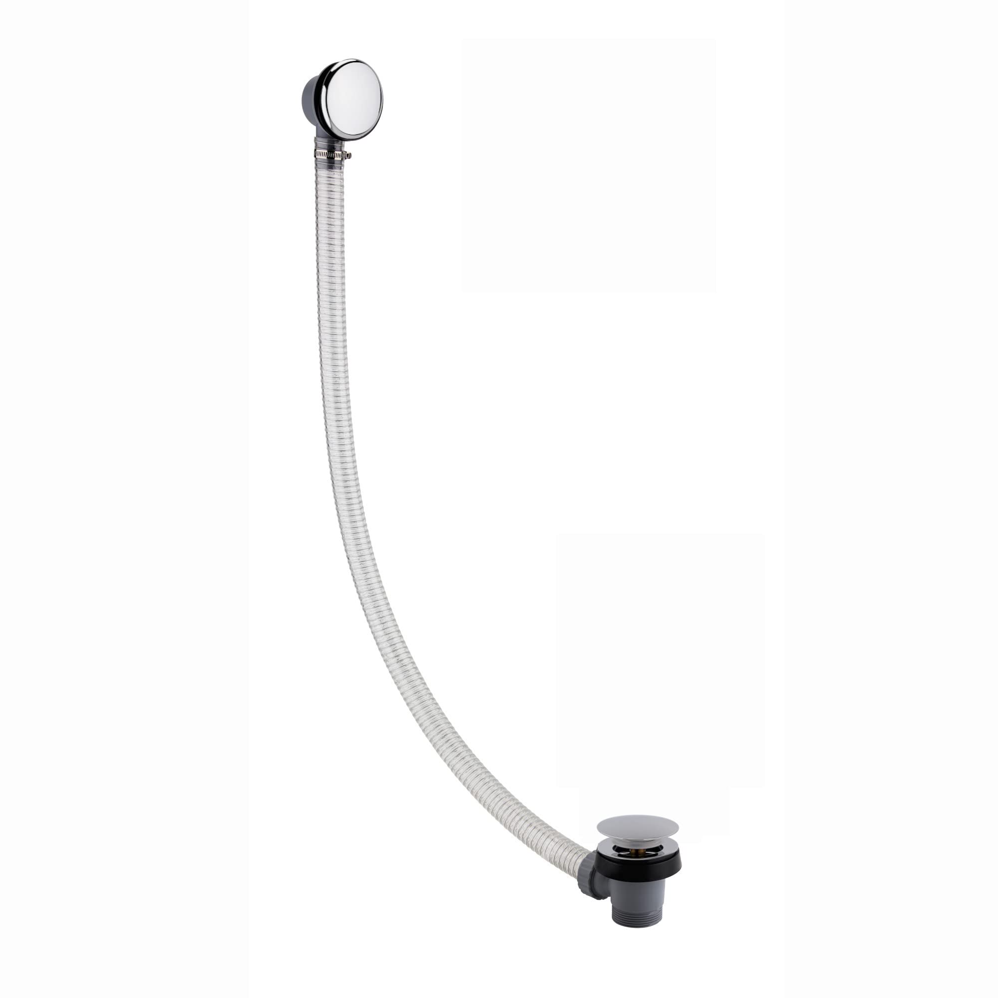 ENKI, W34, 1.5 Inch Chrome Bath Waste & Overflow, Sturdy Plastic Pipping, Pop Up