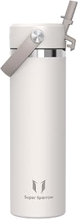 Sparrow Stainless Steel Water Bottle 750ml Thermal Straw Bottle – Thermos | Leak-proof water bottle, BPA-free, dishwasher-safe, hot and cold, sports gym travel, SwivelSip Flex cap