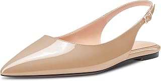 HDEUOLM Women's Flat Shoes Low Kitten Heel Lace Pumps Slip-on Slingback Office Shoes Party Dress