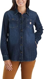 Carhartt Relaxed Fit Midweight Denim Long-sleeve Shirt T-shirt Femme