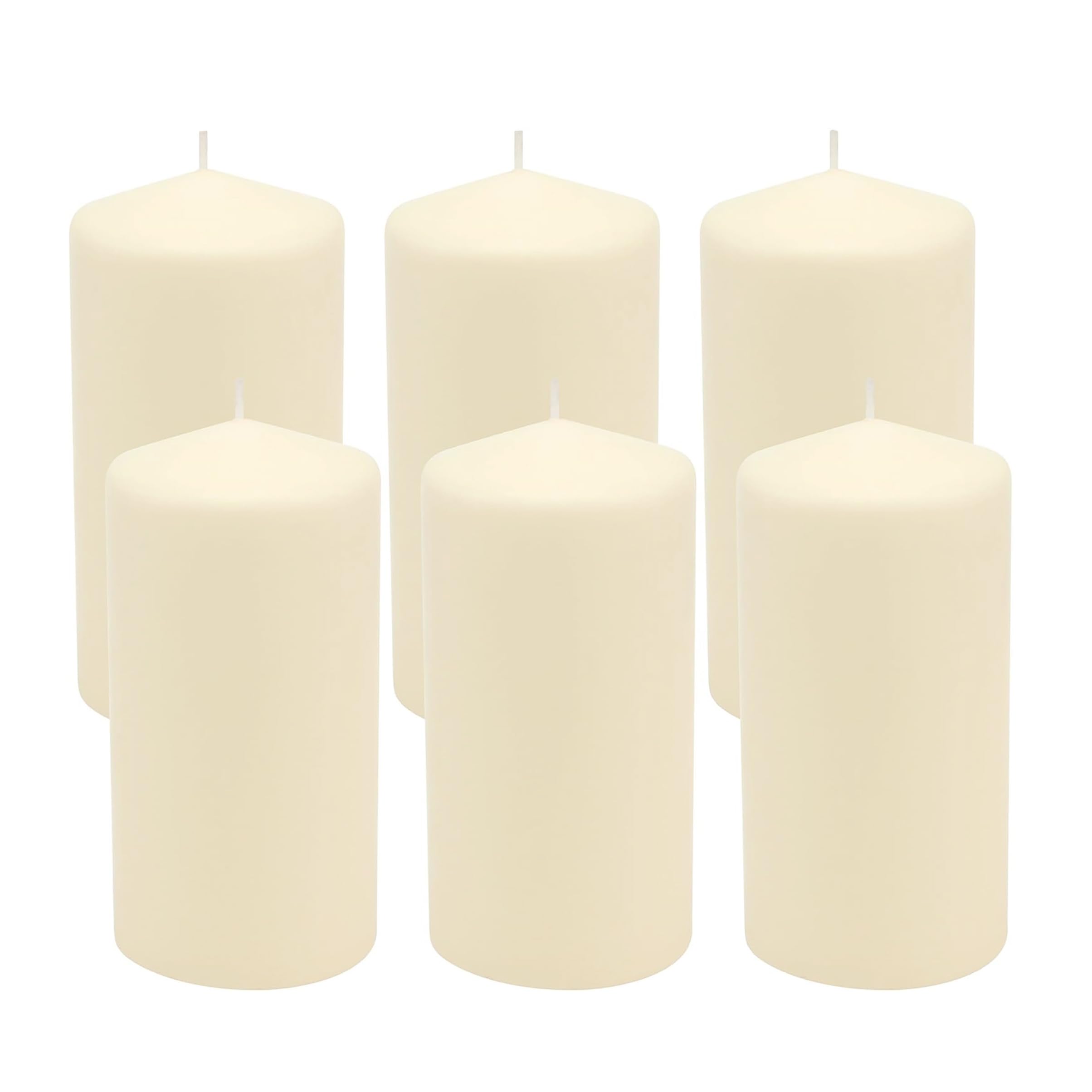 Stonebriar 6 Count Tall 3 x 6 Inch 65 Hour Long Burning Unscented Ivory Wax Pill
