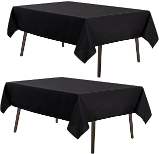 MYSKY HOME Black Table Cloth 2 Pack Table Cloths Rectangular 60 x 84 Inch Nappe de Table Rectangulaire Tablecloth Machine Washable Polyester Table Cover for Dining Buffet Parties Picnic Weddings