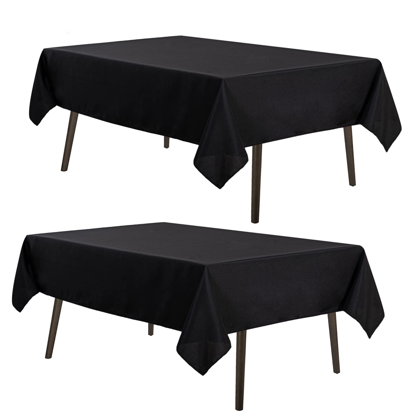 MYSKY HOME Black Table Cloth 2 Pack Table Cloths Rectangular 60 x 84 Inch Nappe 