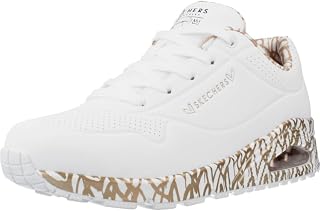 Skechers Los Angeles Uno Loving Love Womens Fashion Trainers in White Rose Gold