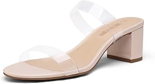 DREAM PAIRS Women's Comfort Block Slip On Mule Heels