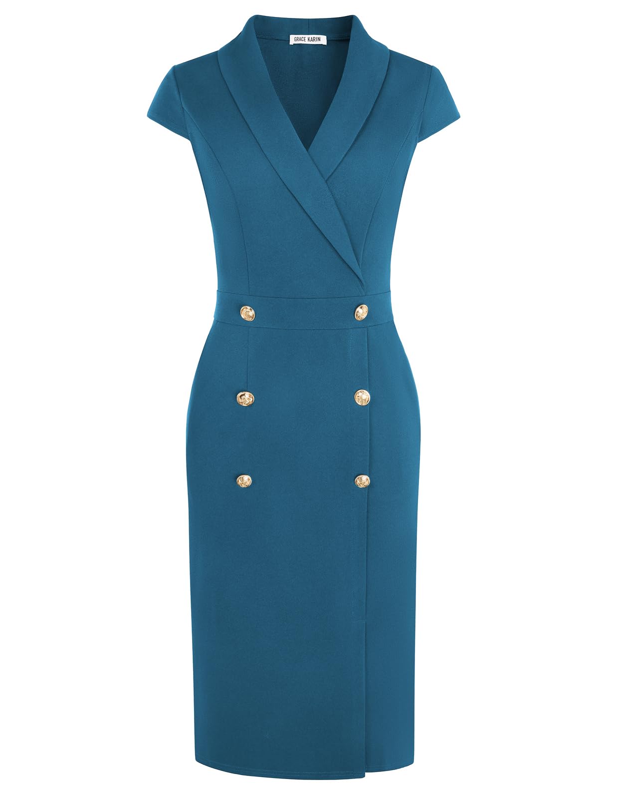 GRACE KARIN Robe moulante pour femme 2025, robe midi à manches courtes, avec bou