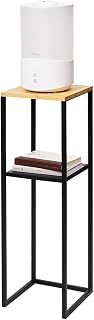 Yamazaki Home 2-Tier Shelf, Corner Display Side Table, Steel + Wood, Black