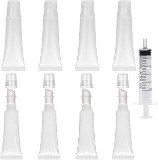 8 Pcs Lip Gloss Tubes Empty 10ml Clear Lip Balm Containers Refillable Mini Lip Gloss Bottle with Dispenser Filling Tool for Women Girls