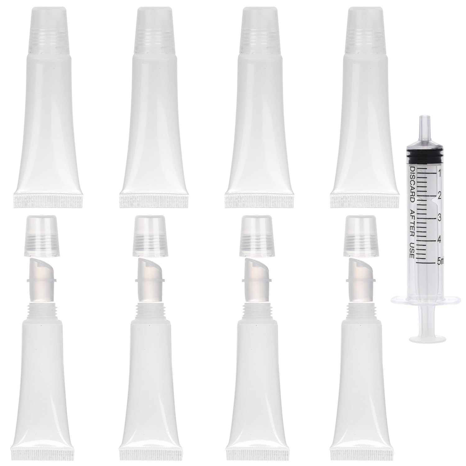 8 Pcs Lip Gloss Tubes Empty 10ml Clear Lip Balm Containers Refillable Mini Lip G