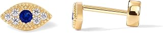 PAVOI 14K Gold Plated CZ Flat Back Earrings for Women, Cartilage Studs