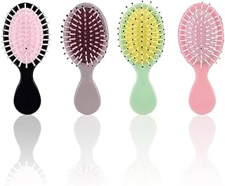 4 Pack Hair Brushes, Bridesmaid Gift, Mini Pocket Hair Brush Glide Through Tangles for All Types for Women Men (Black, Grey, Light Green