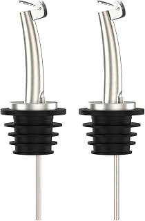 Axe Sickle 2 Pcs Oil Spout Liquor Bottle Pourer Spouts | Stainless Steel Olive Oil Dispenser Spout for About 3/4" Bottle Mouth, with Flip Top
