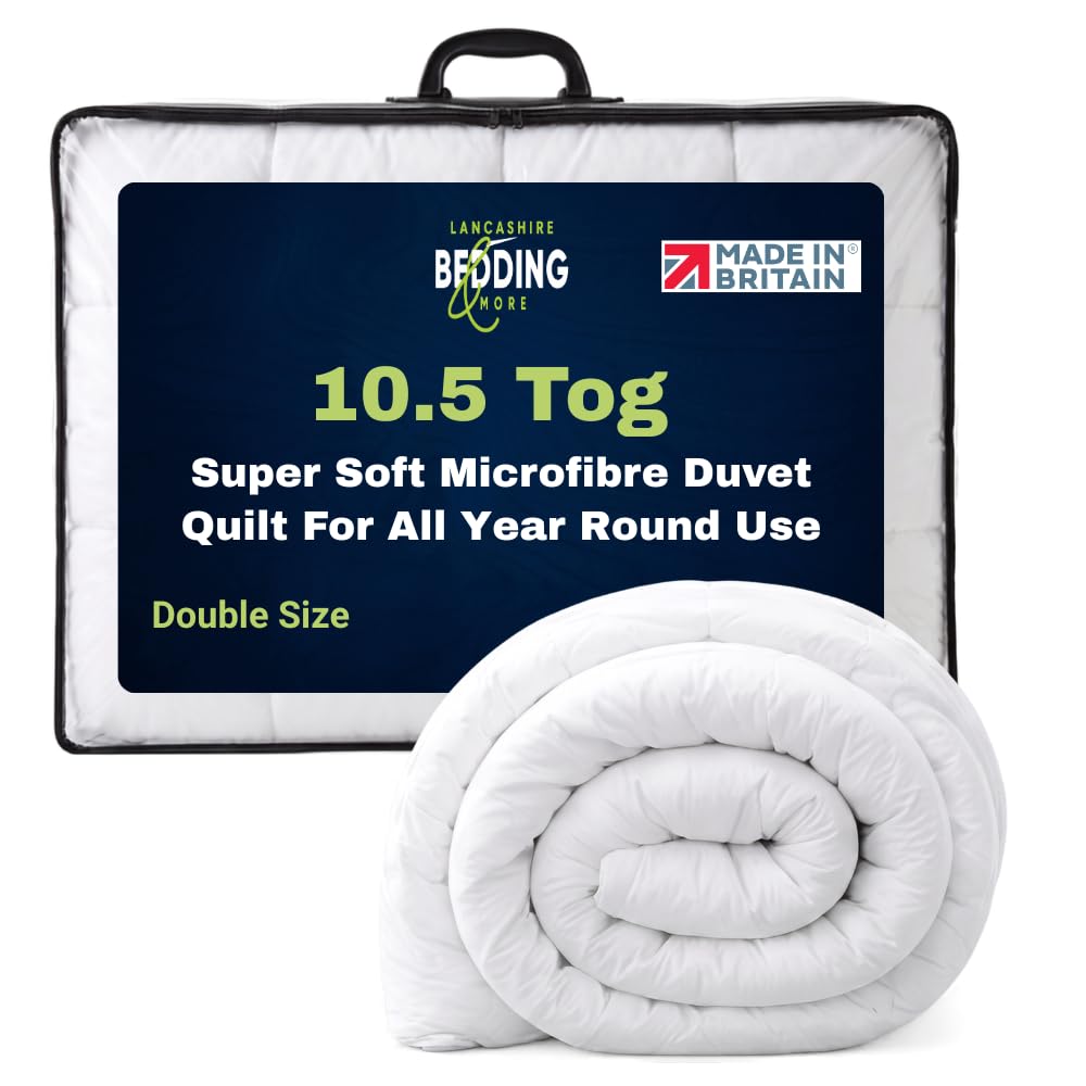 10.5 Tog Ultra Soft Microfibre Duvet, Filled with Hollowfibre, Cotton Blend Casi