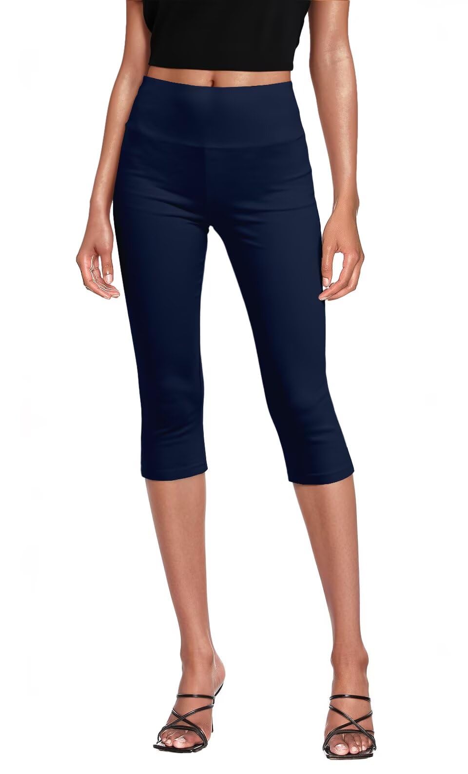Hybrid & Company Womens Super Stretch Causal Pull On Millennium Twill Bermuda Sh