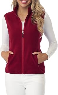 fuinloth Women's Sleeveless Fleece Gilet, Lightweight, with Stand-Up Collar and Zip Pockets