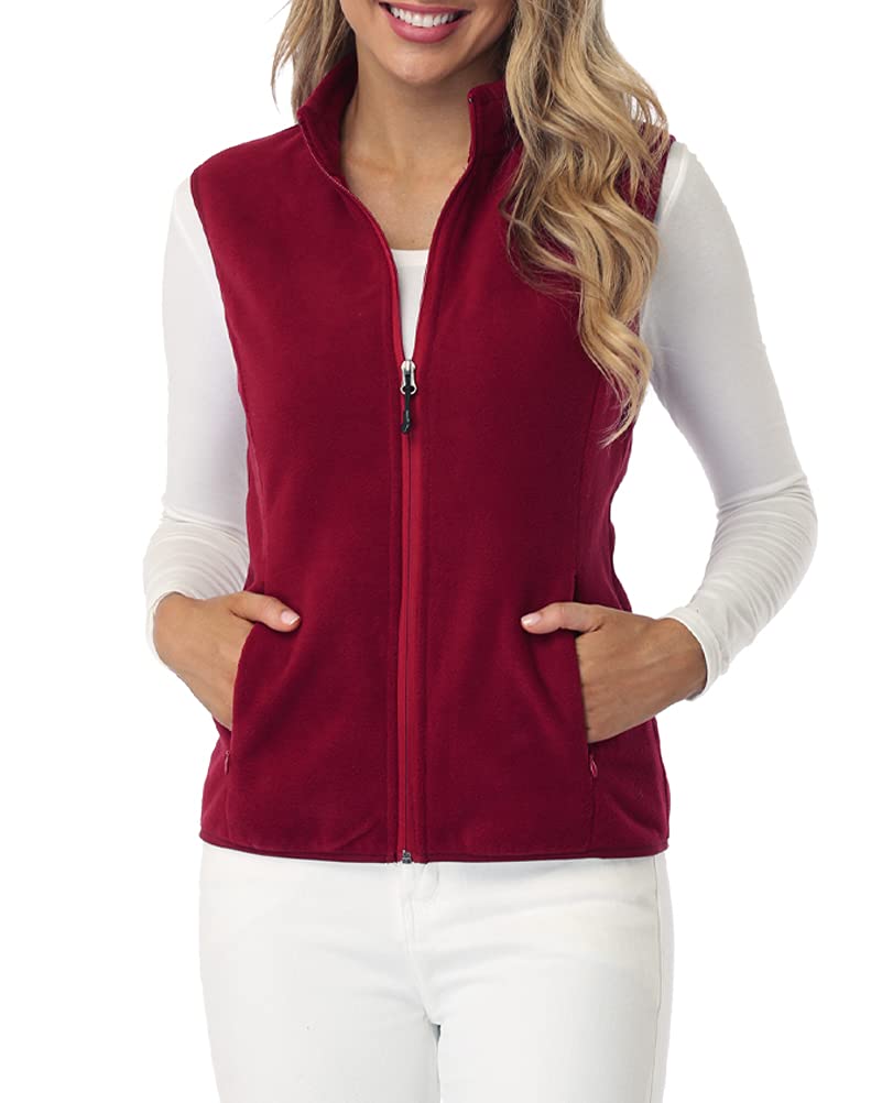 fuinloth Women's Sleeveless Fleece Gilet, Lightweight, with Stand-Up Collar and 