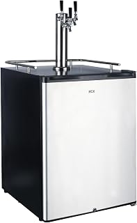 HCK Kegerator, 24 inch Outdoor Undercounter Refrigerator, 2 in 1 Full Size Beer Kegerator with 3 Taps Draft Beer Dispenser, Freestanding, Stainless Steel Door, Ideal for Patio and Outdoor Kitchen