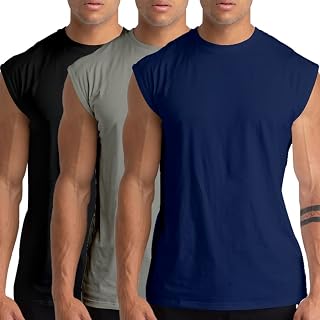 Mens Cotton Tank Tops Sleeveless Muscle Shirts for Fitness & Training