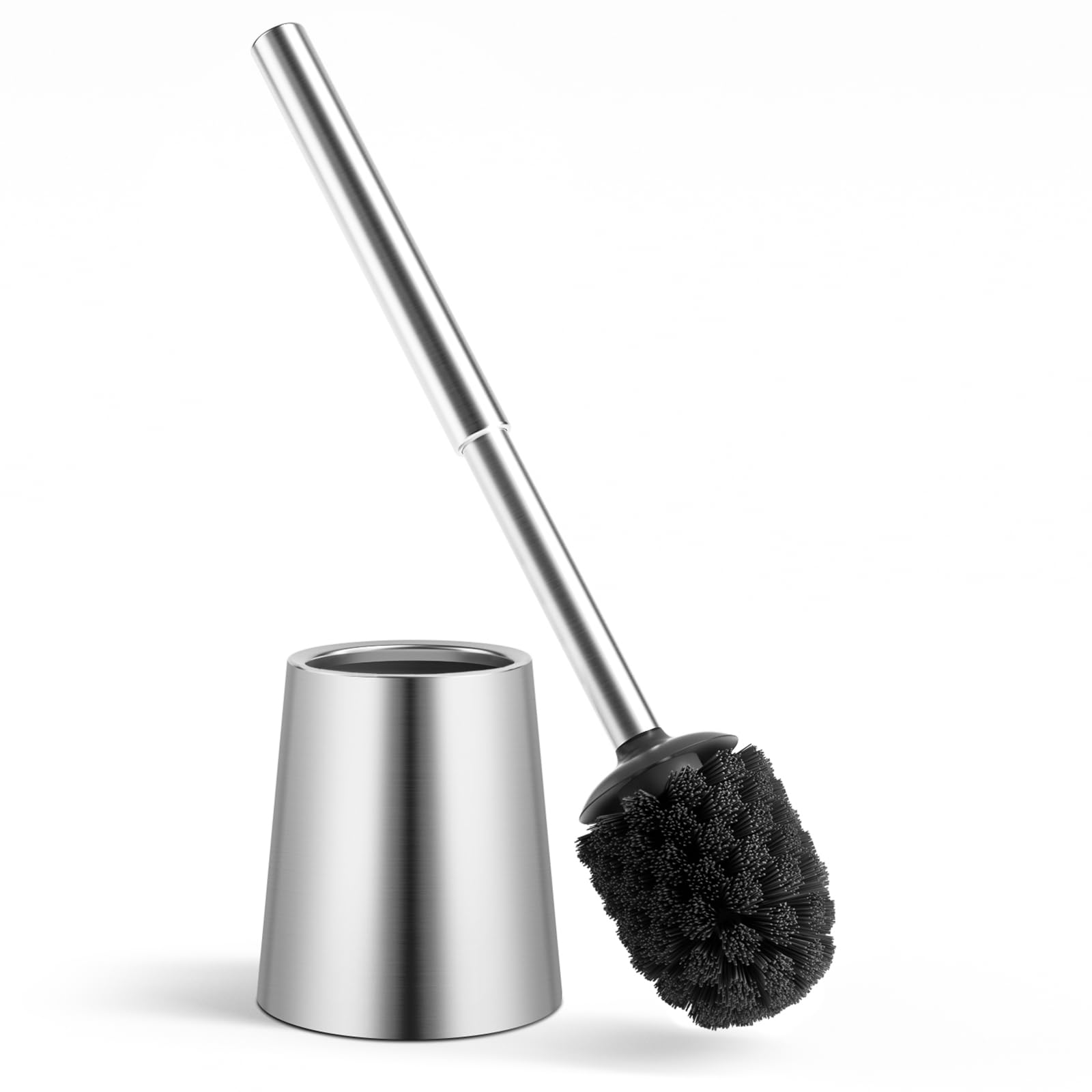 Toilet Brush And Holder Set, 304 Stainless Steel, Bristle Head,Silver