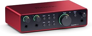 Focusrite Scarlett 2i2 4th Gen USB Audio Interface for Recording, Songwriting, Streaming and Podcasting — High-Fidelity, Studio Quality Recording, and All the Software You Need to Record (Renewed)
