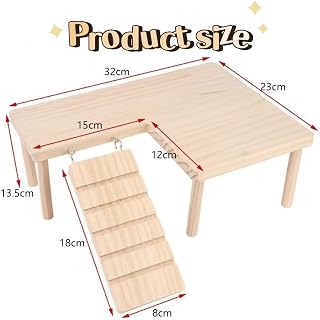 LALOCAPEYO Wooden Basking Platform with Ladder, Small Animal Resting Shelf, Terrarium Decor, Reptile Hideout & Climbing Ramps for Bearded Dragons, Leopard Geckos, Lizards, Turtles, Hamsters