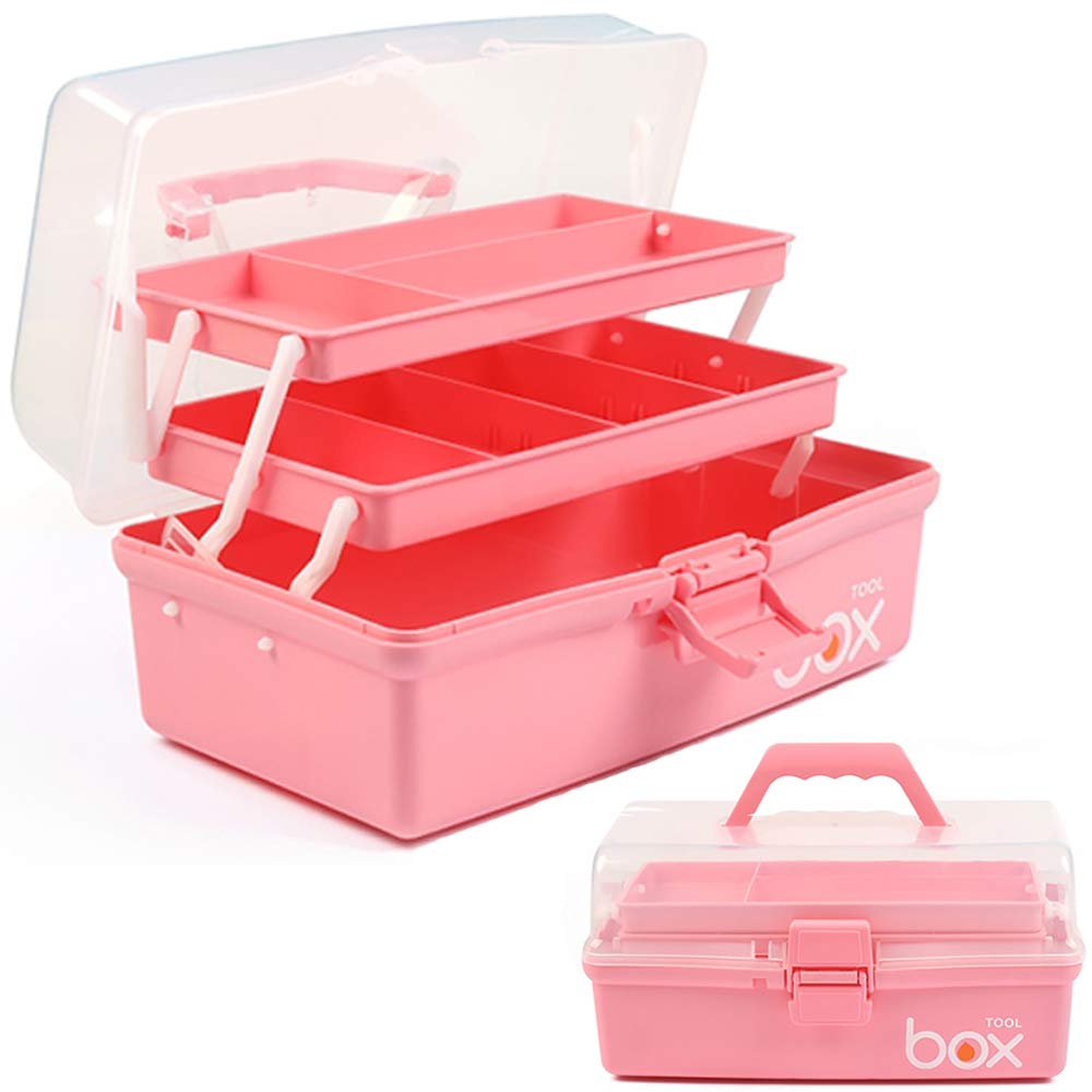 TERGOO 12in 3-Layer Plastic Craft Organizers and Storage, Portable Folding Tackl