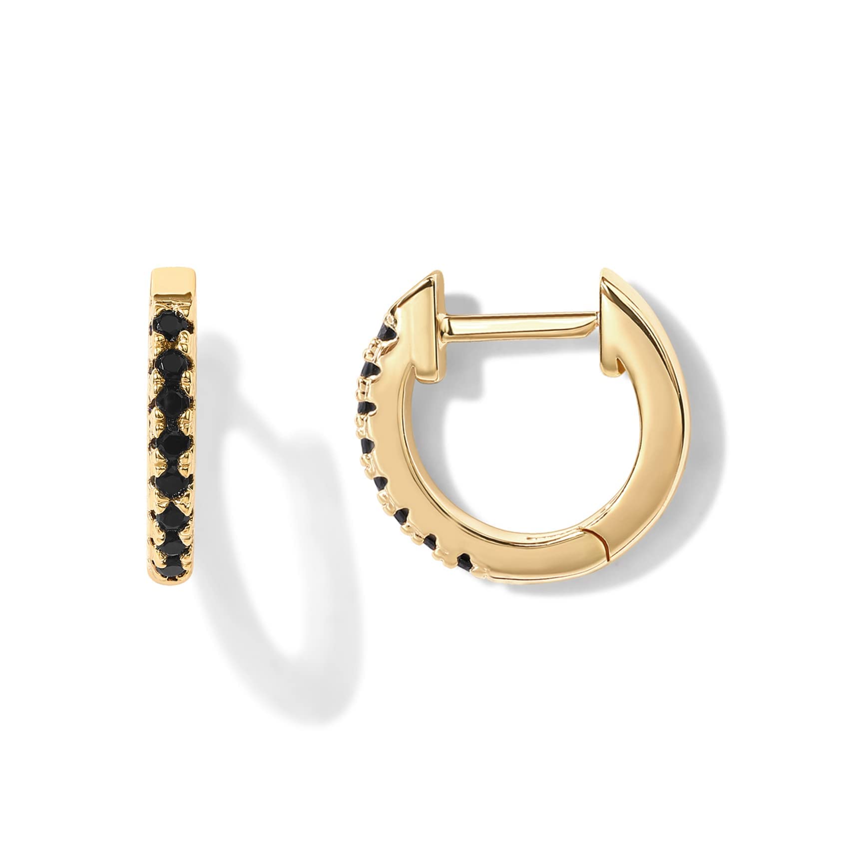 PAVOI 14K Gold Plated Sterling Silver Post Huggies | Cubic Zirconia Huggie Earri