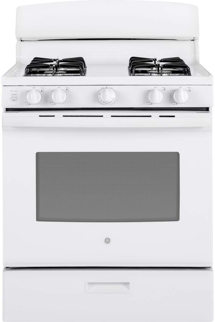 GE JGBS30DEKWW 30 Inch Freestanding Gas Range with 4 Sealed Burners, 4.8 cu. ft.