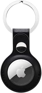 Leather AirTag Keyring Case For Apple Airtag Holder Protective Leather Case Tracker Cover with Holder Airtag Key Ring Compatible with Apple New AirTag Dog Collar