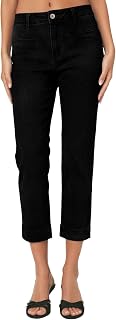 Sidefeel Women's Capri Jeans High Waist Stretchy Skinny Jeans Casual Summer Trendy Cropped Pants with Welt Pockets