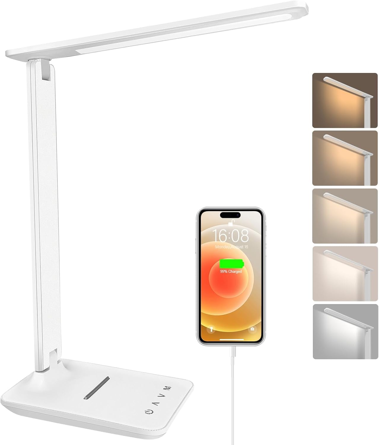 joyshie LED Desk Lamp, Desk Flexo with Night Light, Touch Control Desk Lamp, USB