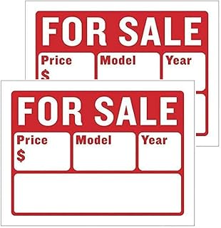 Car Auto Sales For Sale Sign 9"X12" (2-Line) - Customize Model Year & Phone - Indoor/Outdoor High Visibility Signs - 2-Pack