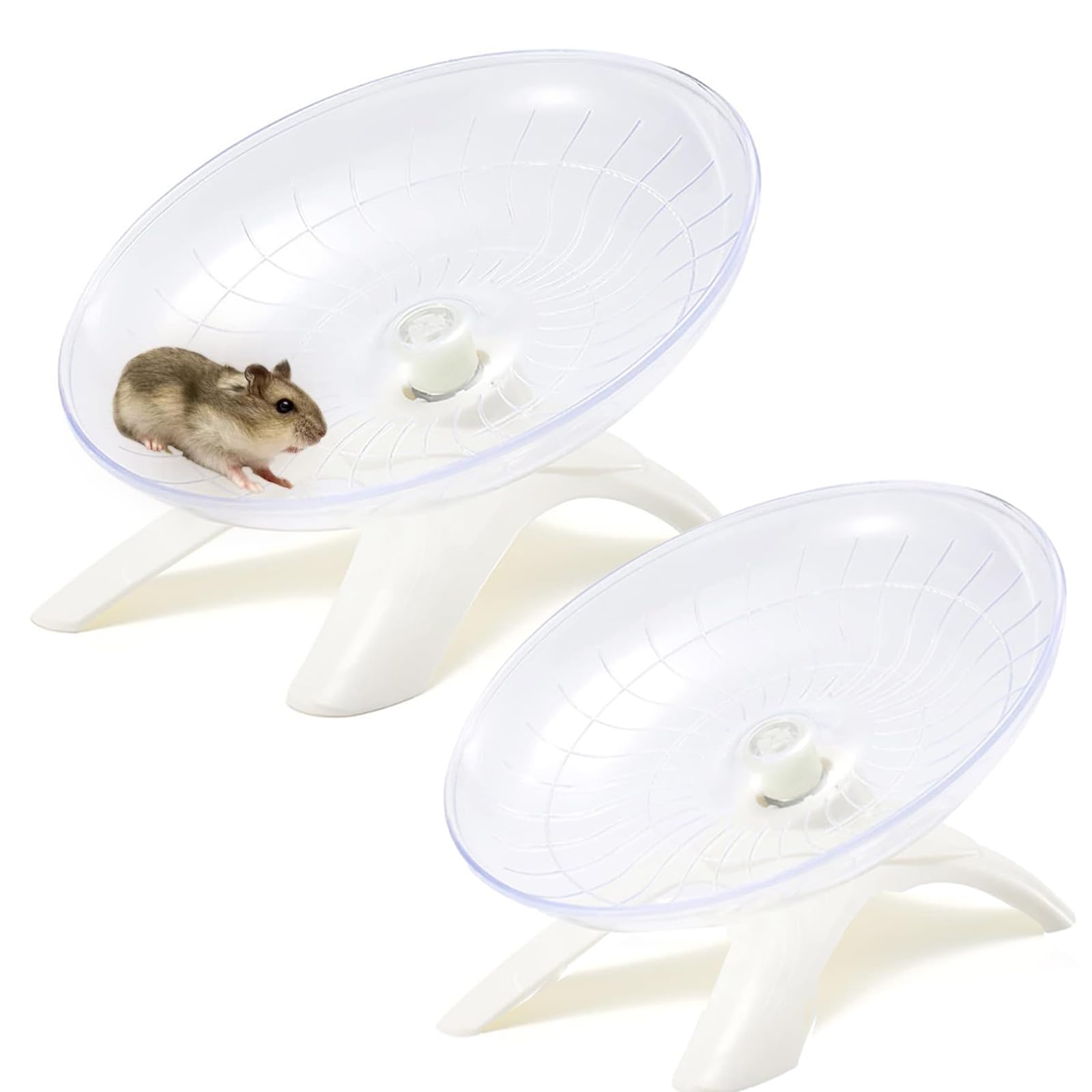 2 pcs Flying Saucer Hamster Wheel with Silent Spinner,Hamster Running Wheel for 