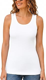 Women’s Slim FIT Scoop Neck Sleeveless Cami, Cotton Premium Tank Top