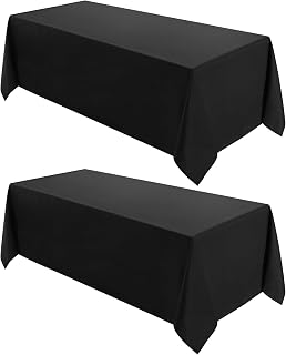 VidaFete Classic Series 2 Pack 90 * 132inch Black Rectangle Tablecloth | Stain & Wrinkle Resistant Polyester Rectangular Table Cloth for Kitchen Dining Wedding Banquet Decoration