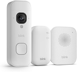 Blink Battery Doorbell 2K+ (newest model) and Blink Chime (newest model) — Wireless video doorbell, 2K resolution, in-home chime, enhanced audio. Sync Module Core included – (White)