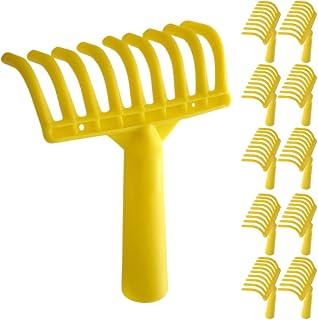 acquaverde | 5 Plastic Rakes, 9 Teeth Comb for Olive Harvesting with Universal Hole for Handle, Yellow