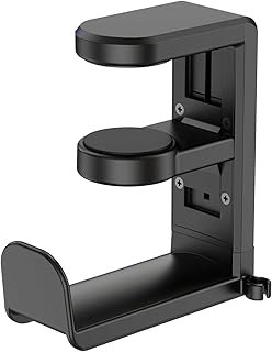 EURPMASK Rotating Headphone Stand,Adjustable Clamp-on Headset Holder Hanger | 360 Degree Swivel,Headset Hook Under Desk,No Residue,Cable Organizer,Soft Rubber Pads,Keep Headphones Secure&Desk Tidy,Black