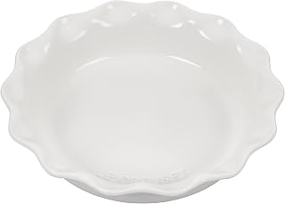 Le Creuset Stoneware Heritage Fluted Pie Dish, 9 in., White