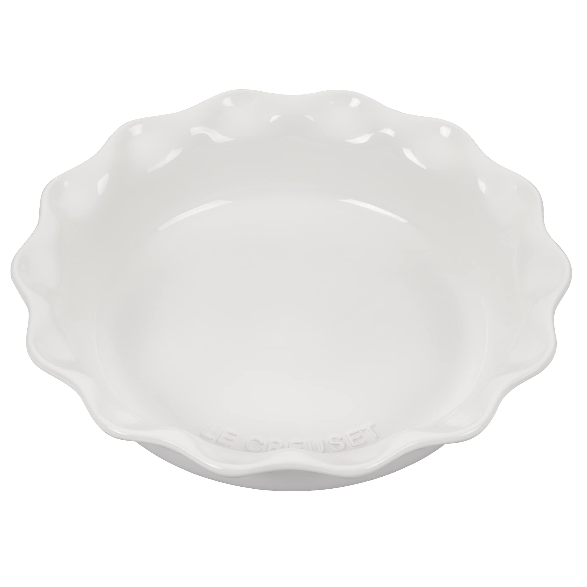 Le Creuset Stoneware Heritage Fluted Pie Dish, 9 in., White